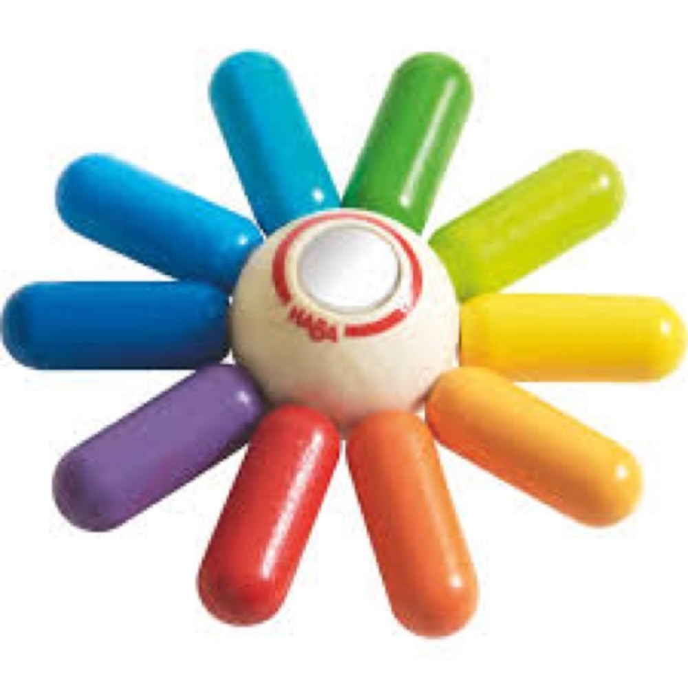 Haba - Rainbow Sun Wooden Clutching Toy Rattle & Teether 6 months and up
